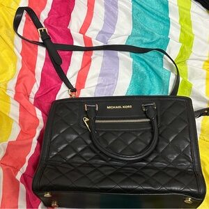 Michael Kors Black Quilted Satchel